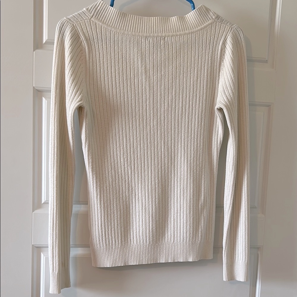 Merona Cream Ribbed Crew Neck Sweater - Picture 3 of 3